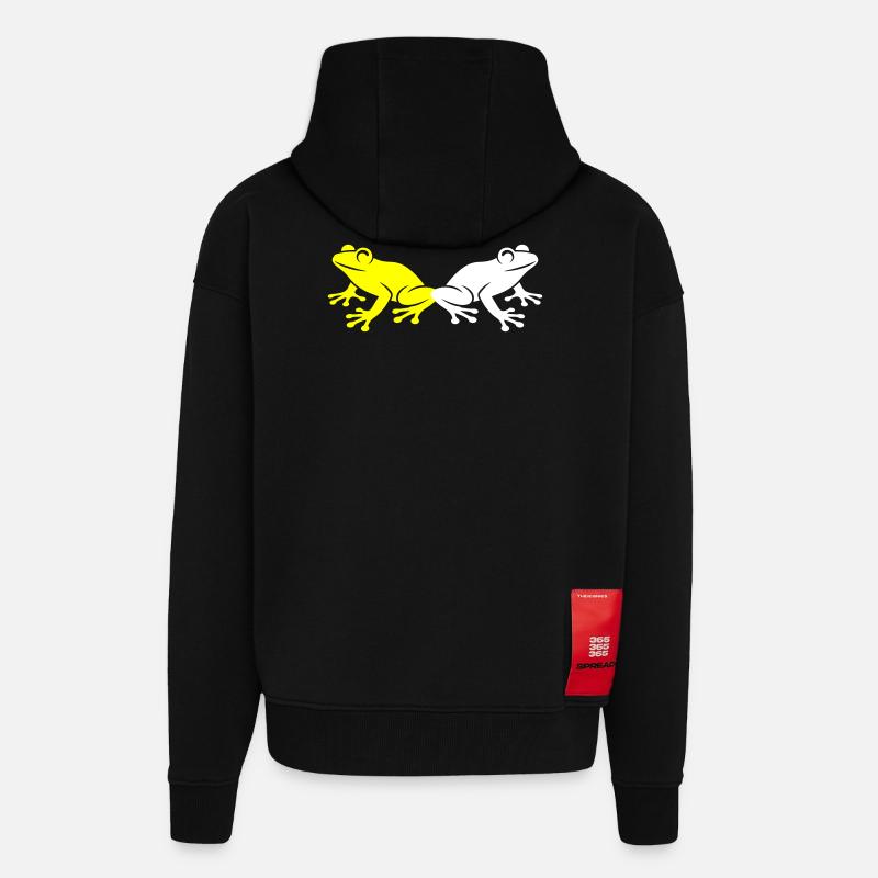Grenouille Crapaud - Veste à capuche bio épaisse oversize fabriqué en UE - SOLID BLACK