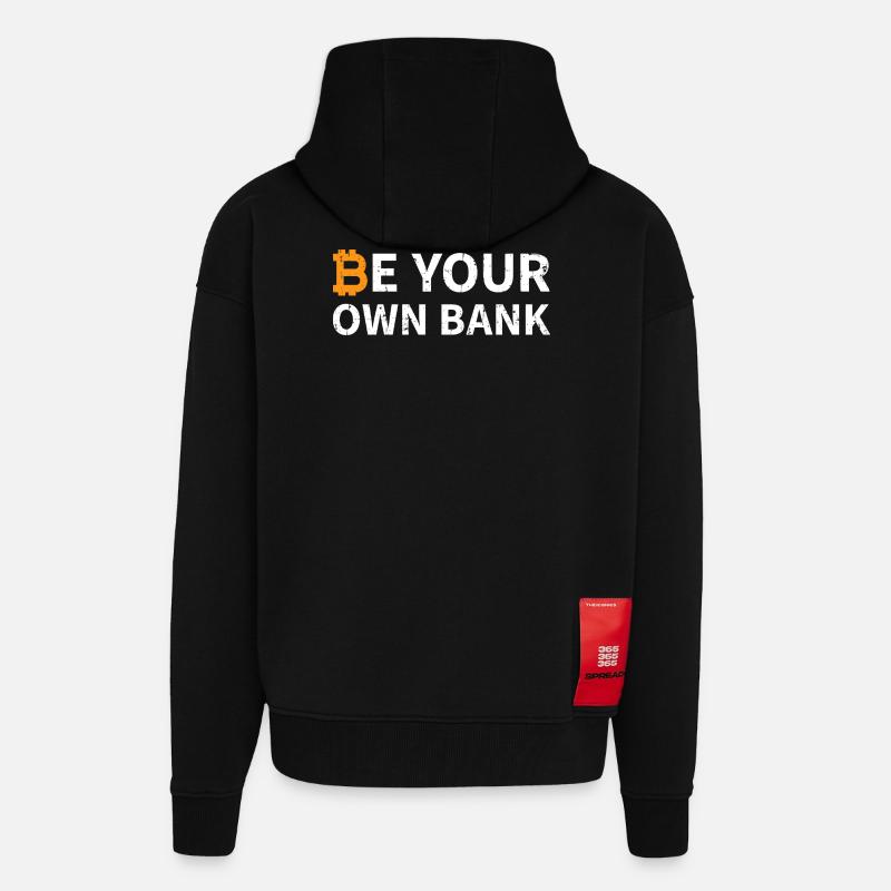Soyez votre propre banque Bitcoin - Veste à capuche bio épaisse oversize fabriqué en UE - SOLID BLACK