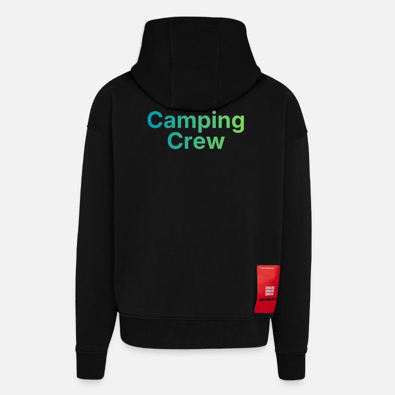 Équipe de camping - Veste à capuche bio épaisse oversize fabriqué en UE - SOLID BLACK
