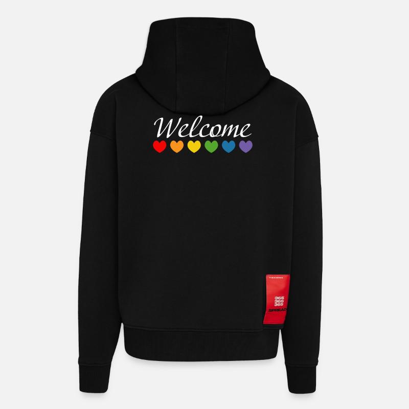 Regenbogenherzchen Welcome weiss - Zip Hoodie - made by SPREAD - SOLID BLACK