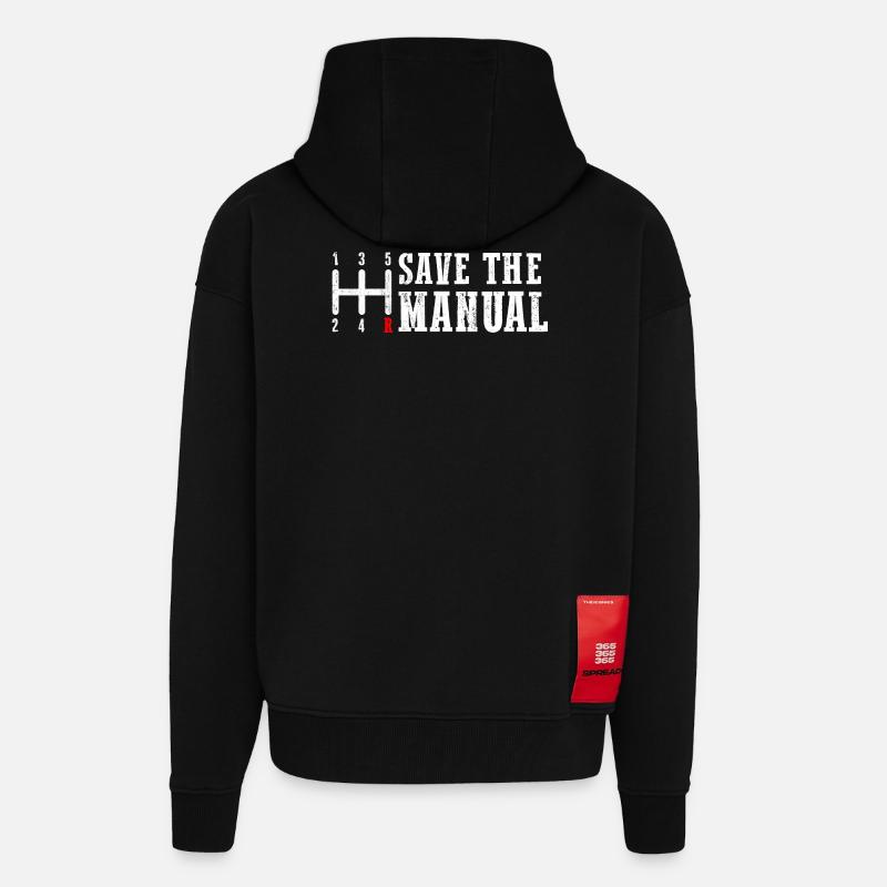 Save The Manual Gearshift Tribute - Zip Hoodie - made by SPREAD - SOLID BLACK