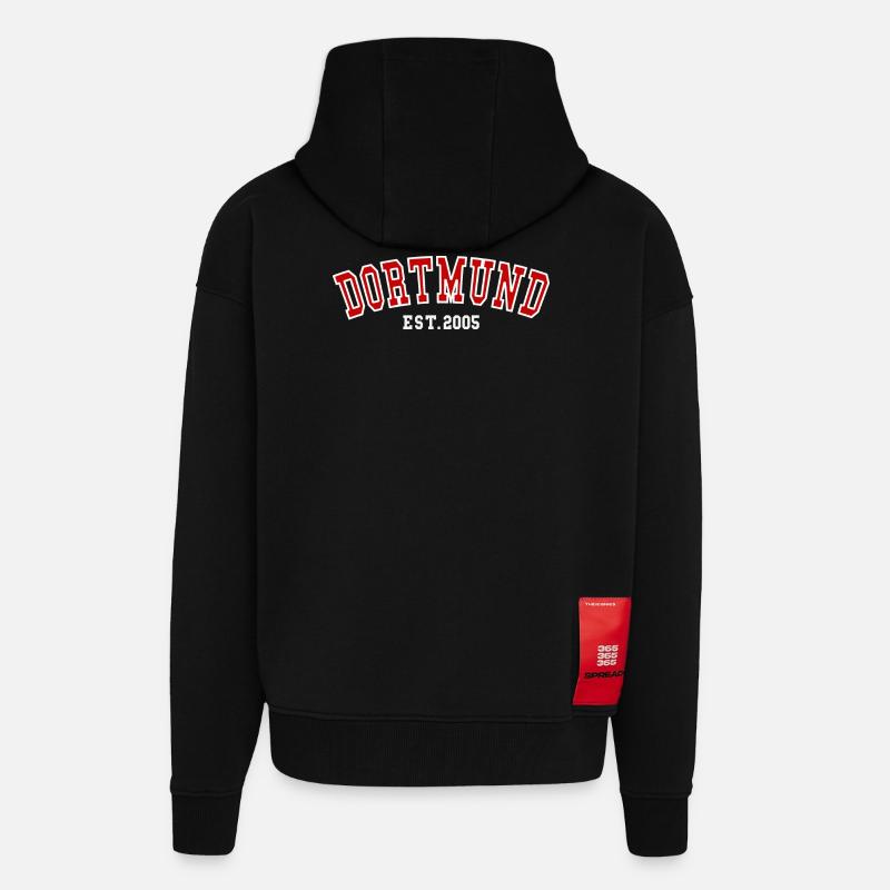 Dortmund Est. 2005 - Veste à capuche bio épaisse oversize fabriqué en UE - SOLID BLACK