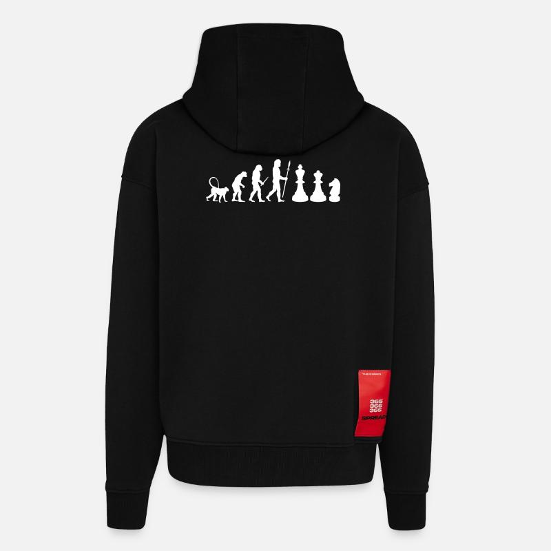 Évolution des échecs - Veste à capuche bio épaisse oversize fabriqué en UE - SOLID BLACK