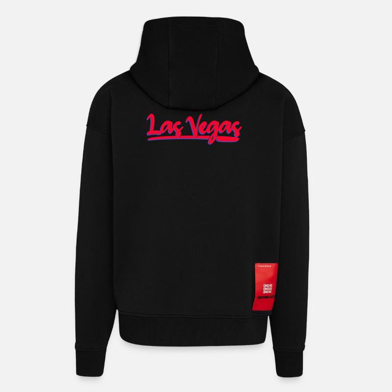 Script néon de Las Vegas - Veste à capuche bio épaisse oversize fabriqué en UE - SOLID BLACK