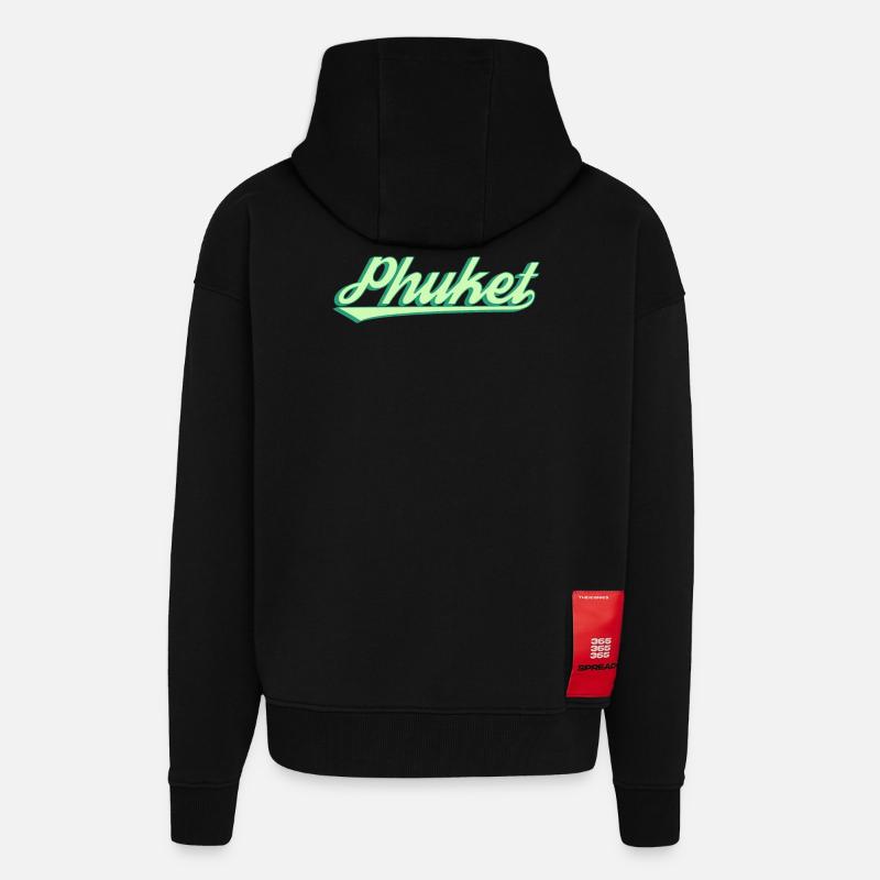 Phuket Retro Coastal Script - Zip Hoodie - made by SPREAD - SOLID BLACK