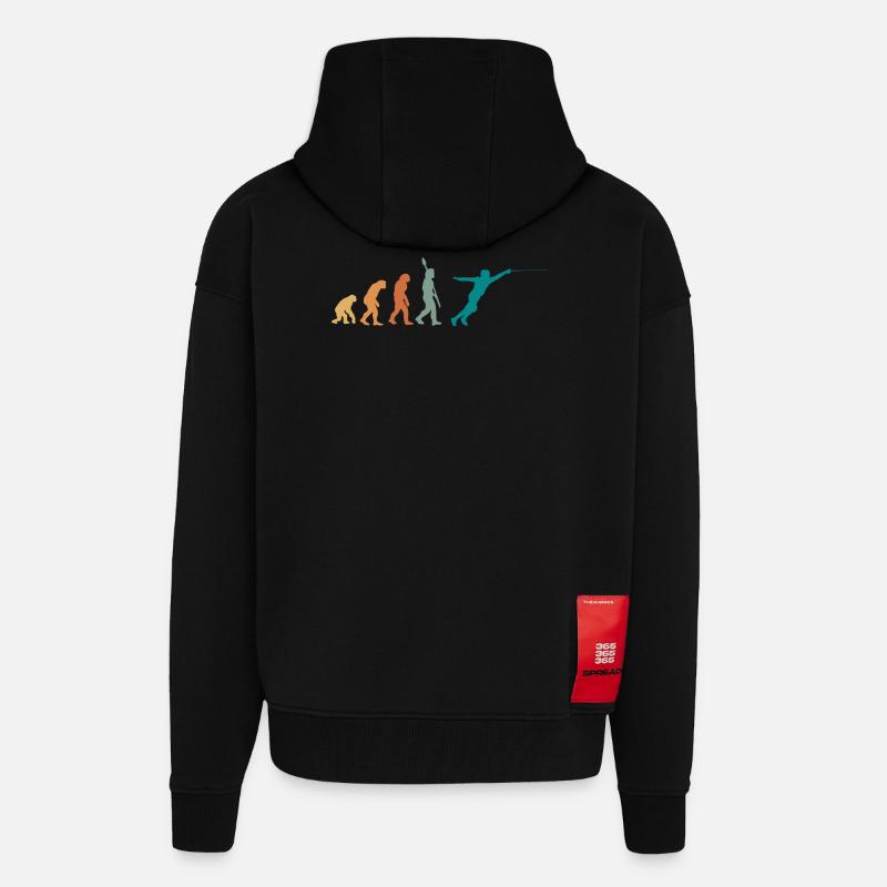 Evolution Retro Fechten - Zip Hoodie - made by SPREAD - SOLID BLACK