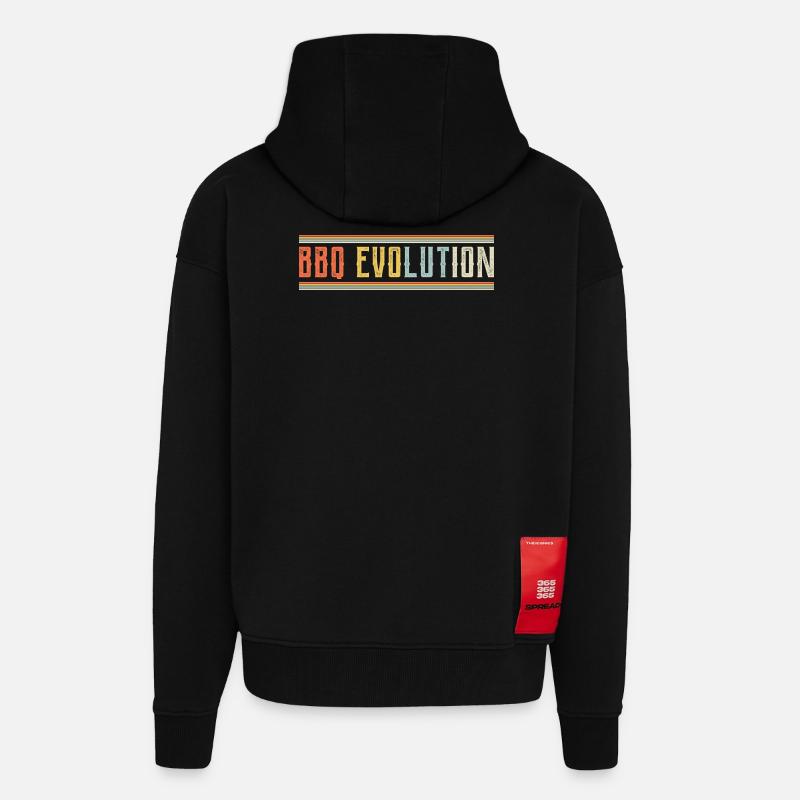 BBQ Evolution Design - Zip Hoodie - made by SPREAD - SOLID BLACK