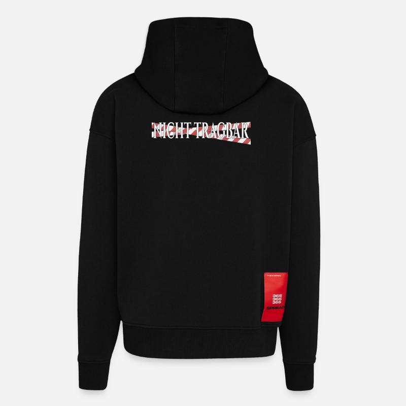 Inportable – Déclaration d’humour noir - Veste à capuche bio épaisse oversize fabriqué en UE - SOLID BLACK