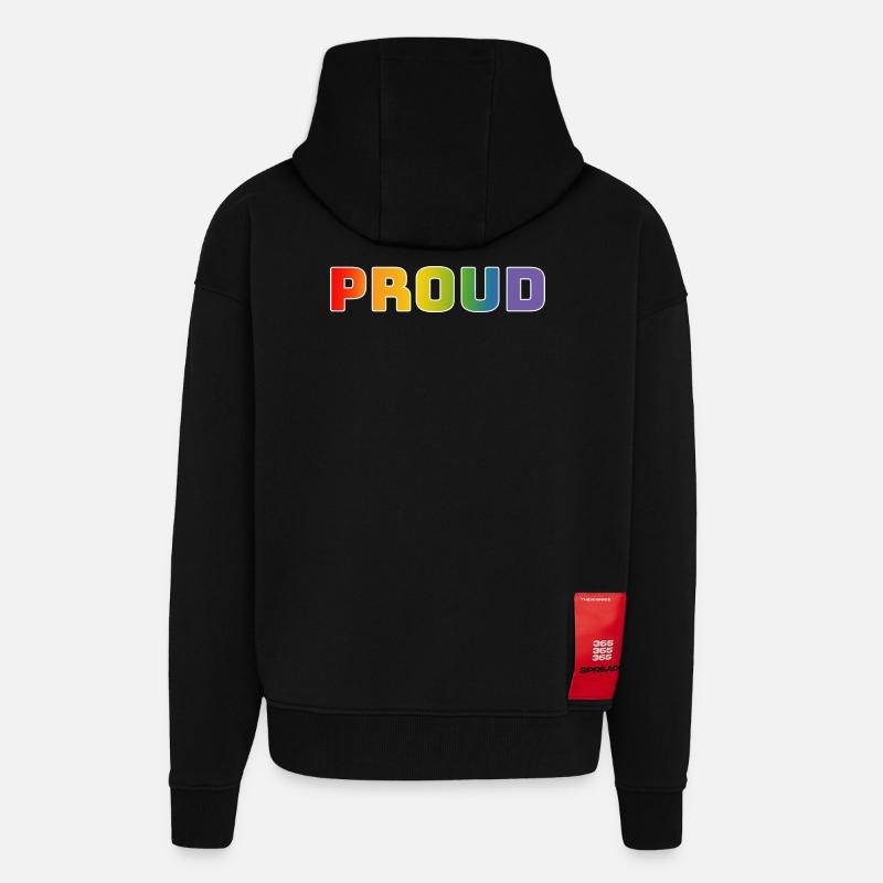Rainbow proud white - Zip Hoodie - made by SPREAD - SOLID BLACK