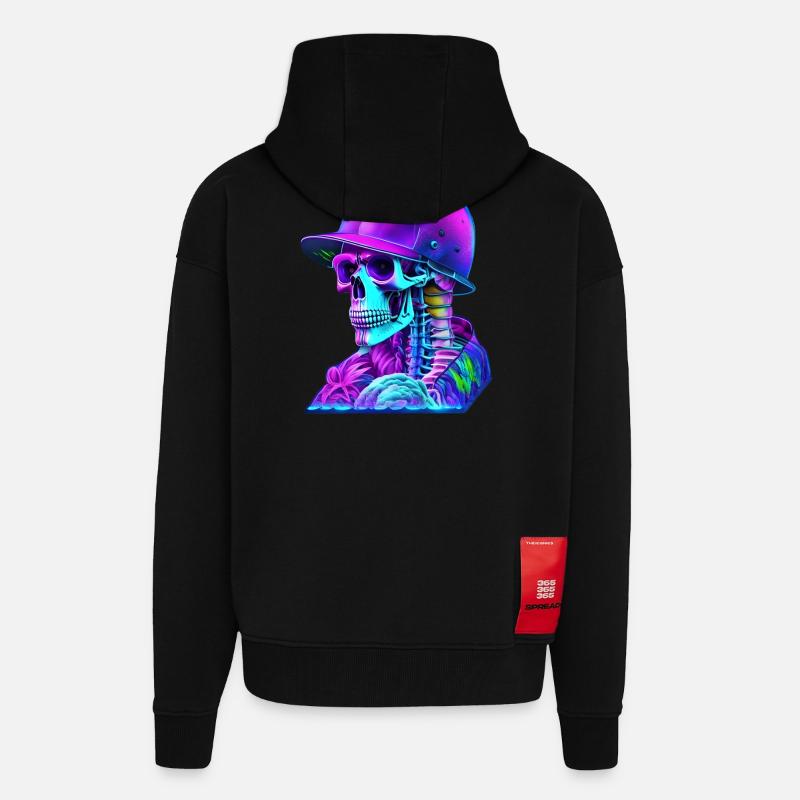 Skelett mit Kappe - Zip Hoodie - made by SPREAD - SOLID BLACK