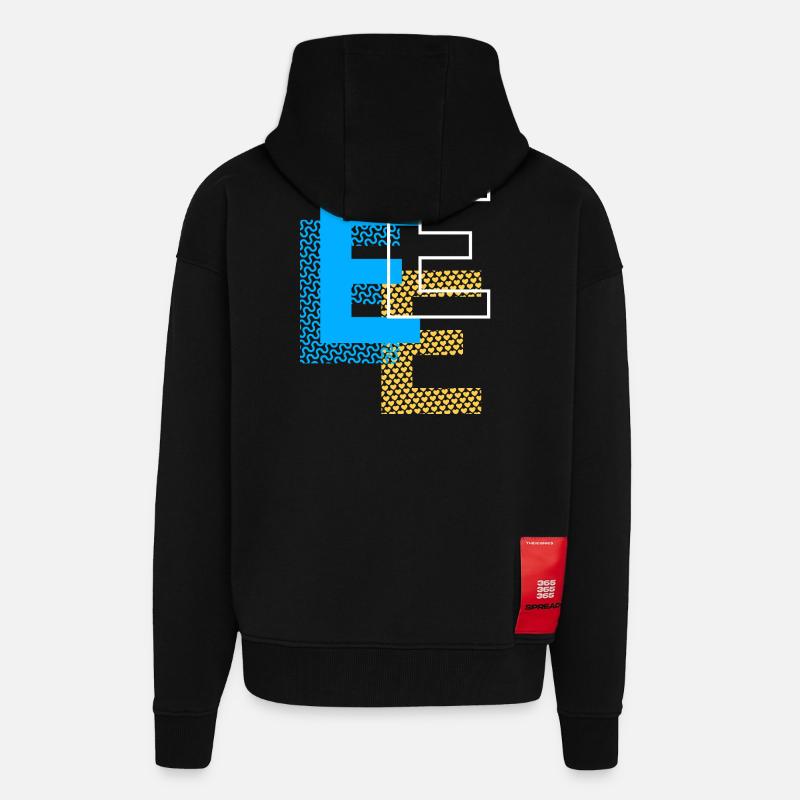 Conception E - Veste à capuche bio épaisse oversize fabriqué en UE - SOLID BLACK