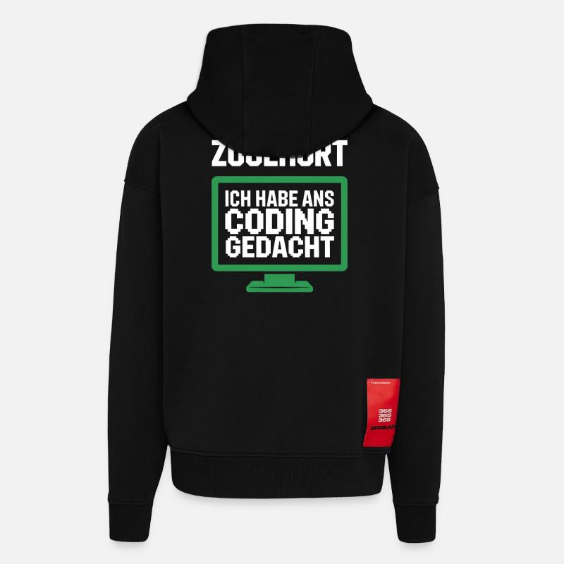 Coding Thought Screen Saying - Zip Hoodie - made by SPREAD - SOLID BLACK