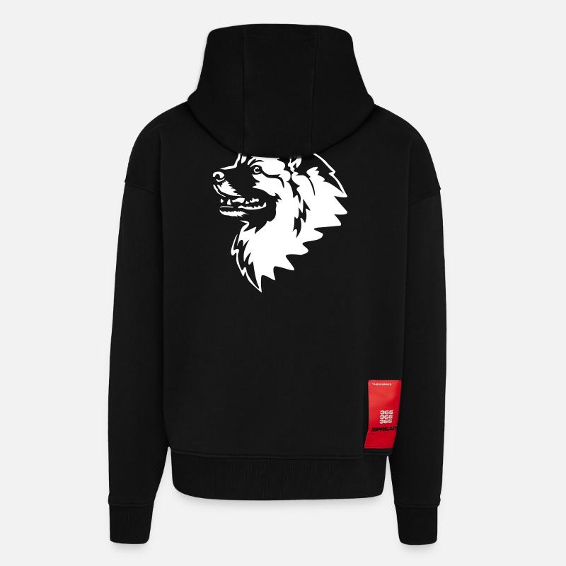 Wolfsspitz Head "Black Edition" - Zip Hoodie - made by SPREAD - SOLID BLACK