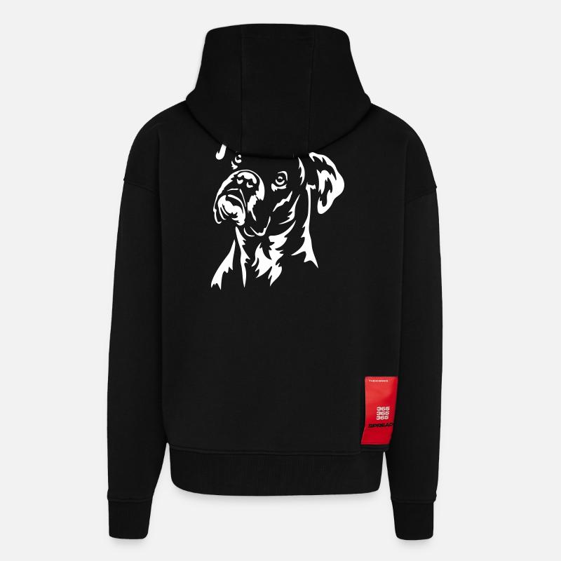 Boxer Head « Black Edition » - Veste à capuche bio épaisse oversize fabriqué en UE - SOLID BLACK