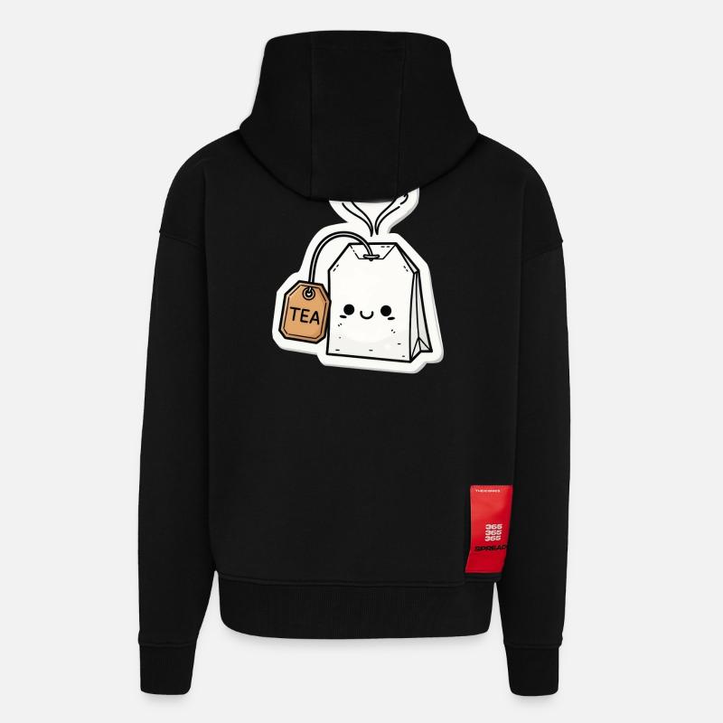 Kawaii Teebeutel mit Herzdampf - Zip Hoodie - made by SPREAD - SOLID BLACK