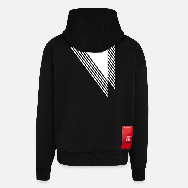 Geometric Triangles Diagonal Monochrome Grid - Zip Hoodie - made by SPREAD - SOLID BLACK