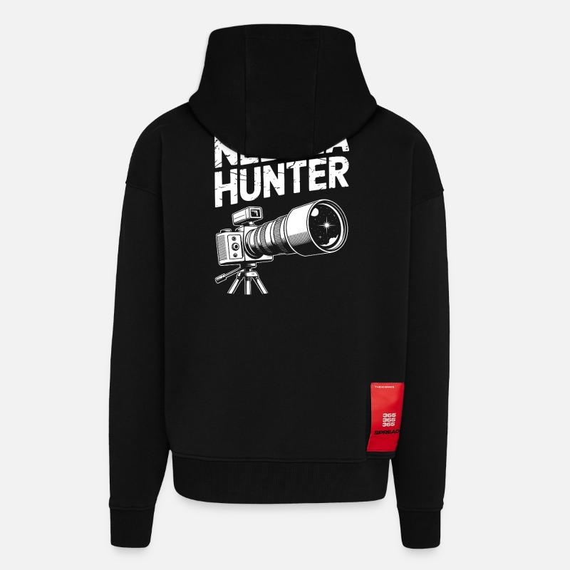 Art du télescope Nebula Hunter - Veste à capuche bio épaisse oversize fabriqué en UE - SOLID BLACK