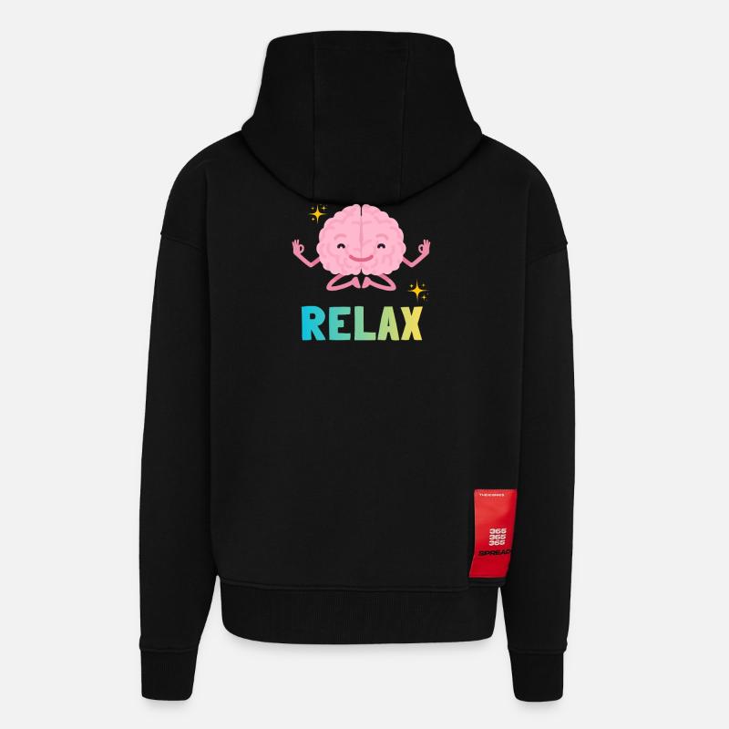 Rainbow Zen Brain - Zip Hoodie - made by SPREAD - SOLID BLACK