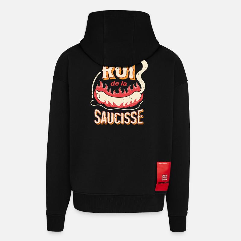 Le Roi de la Saucisse - Veste à capuche bio épaisse oversize fabriqué en UE - SOLID BLACK