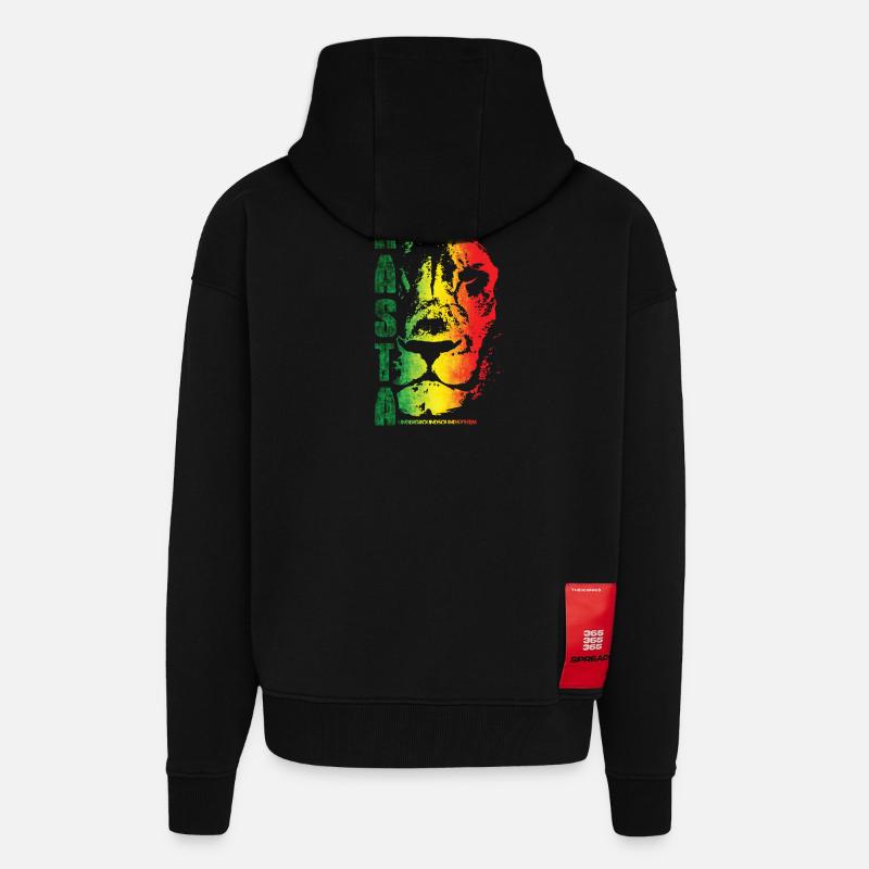 Rasta Löwe Regenbogen Stil - Zip Hoodie - made by SPREAD - SOLID BLACK