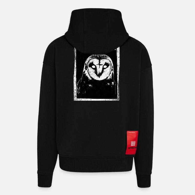 Black Metal Eule - Zip Hoodie - made by SPREAD - SOLID BLACK