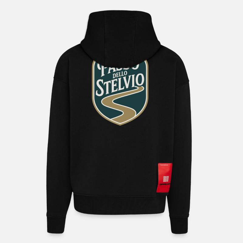 Passo dello Stelvio Cyclisme - Veste à capuche bio épaisse oversize fabriqué en UE - SOLID BLACK