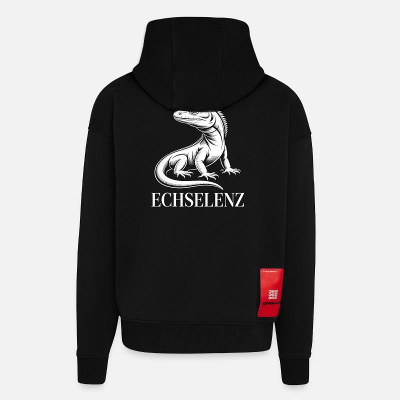 Echselenz Lustige Echse - Zip Hoodie - made by SPREAD - SOLID BLACK
