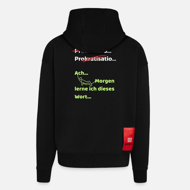 Prokrastination Witz lustiger Spruch Hängematte - Zip Hoodie - made by SPREAD - SOLID BLACK