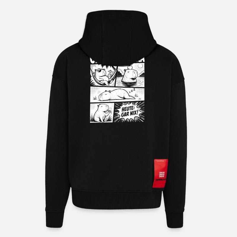 Chillax Capybara Relax Comic Design - Zip Hoodie - made by SPREAD - SOLID BLACK