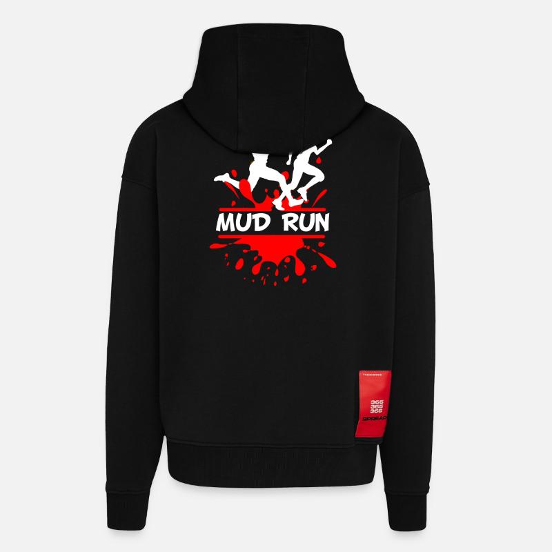 Mud Run Duo – Splash Runner Design - Zip Hoodie - made by SPREAD - SOLID BLACK