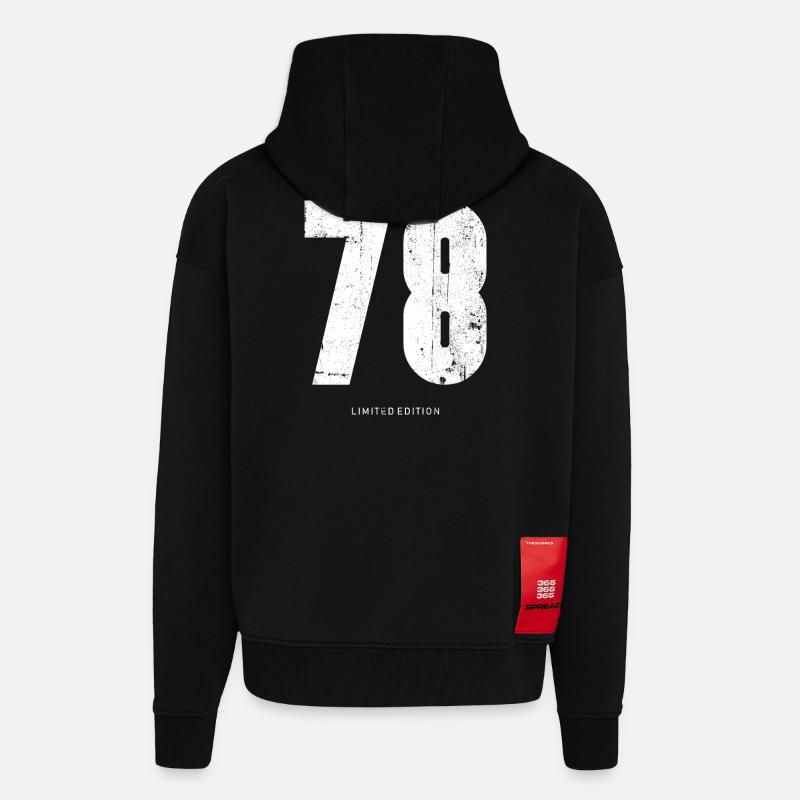 Vintage 78 Edition Limitée - Veste à capuche bio épaisse oversize fabriqué en UE - SOLID BLACK