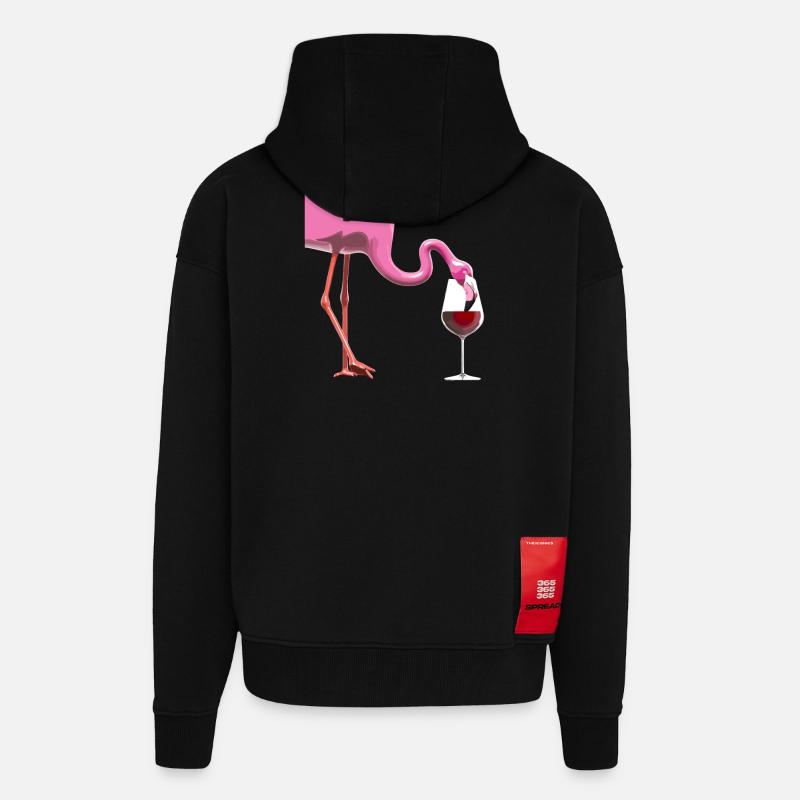 Flamingo mit Weinglas - Zip Hoodie - made by SPREAD - SOLID BLACK