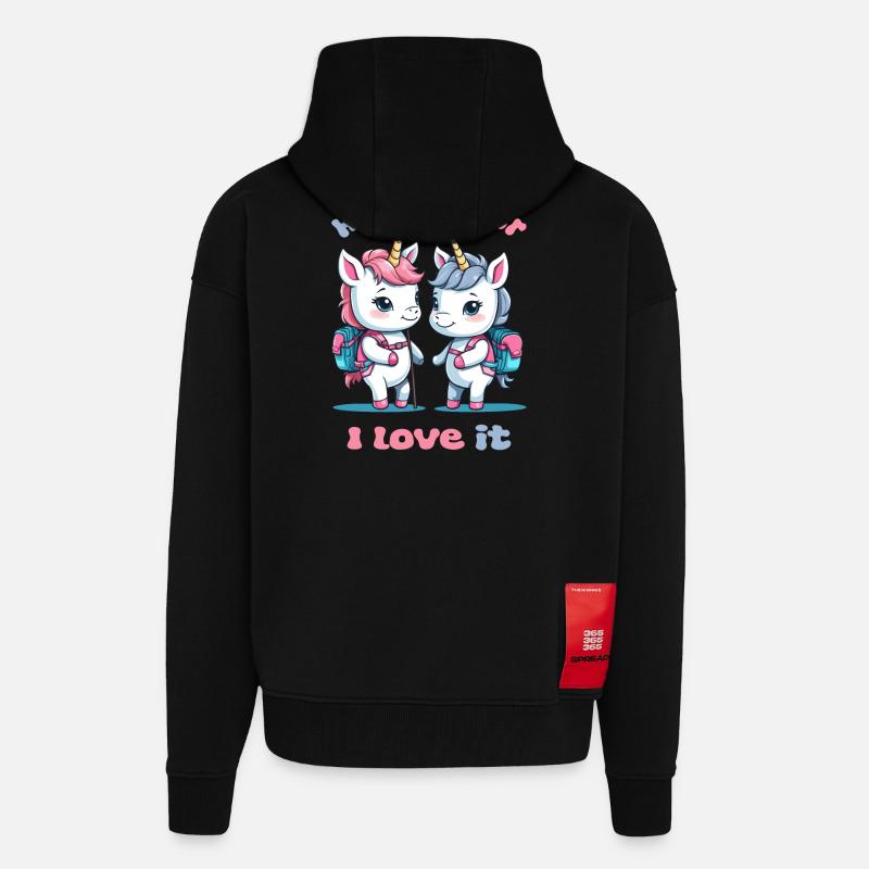 Süße Wanderer Einhörner - Zip Hoodie - made by SPREAD - SOLID BLACK
