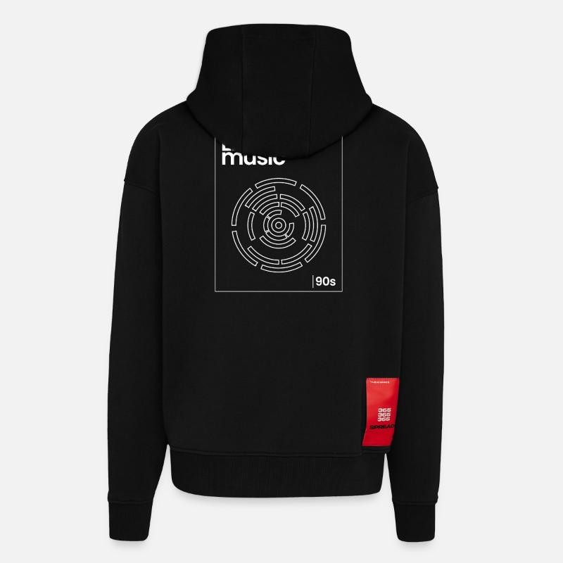 Electro Maze 90s Techno Tee - Zip Hoodie - made by SPREAD - SOLID BLACK