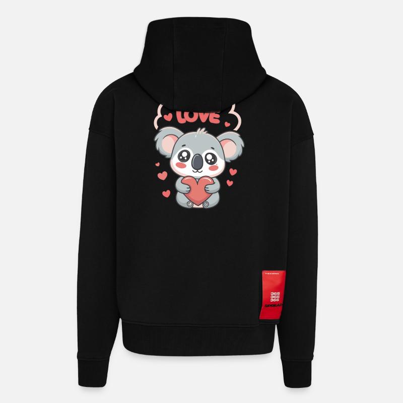 Koalaherz Liebe süß - Zip Hoodie - made by SPREAD - SOLID BLACK