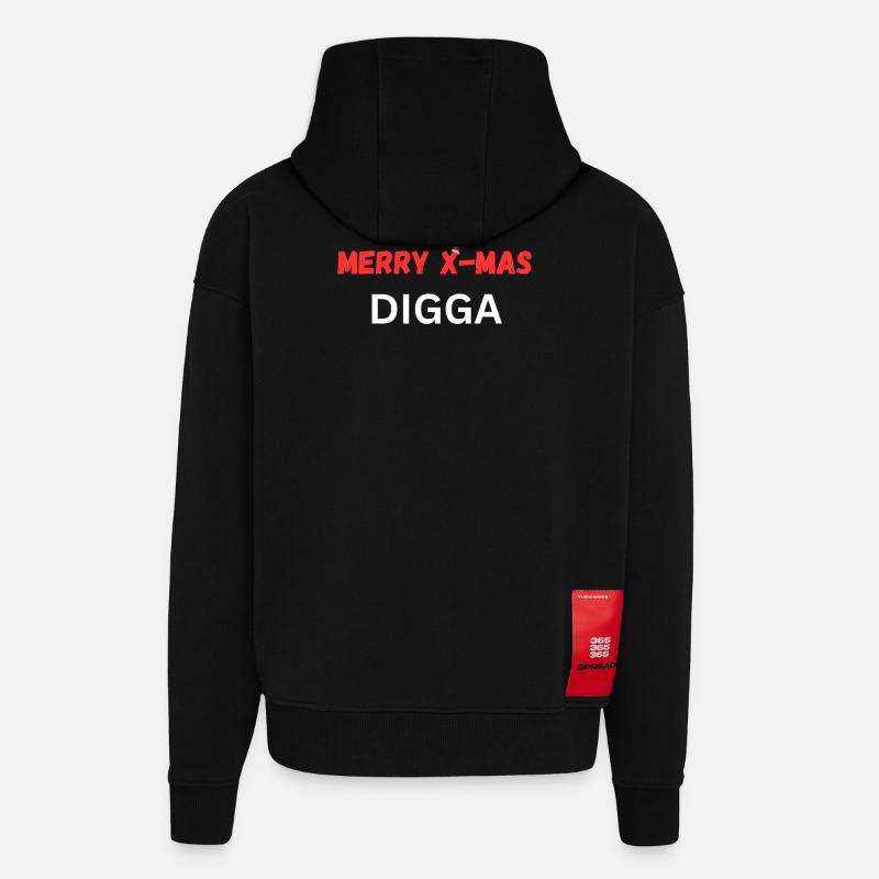 JOYEUX NOËL DIGGA - Veste à capuche bio épaisse oversize fabriqué en UE - SOLID BLACK