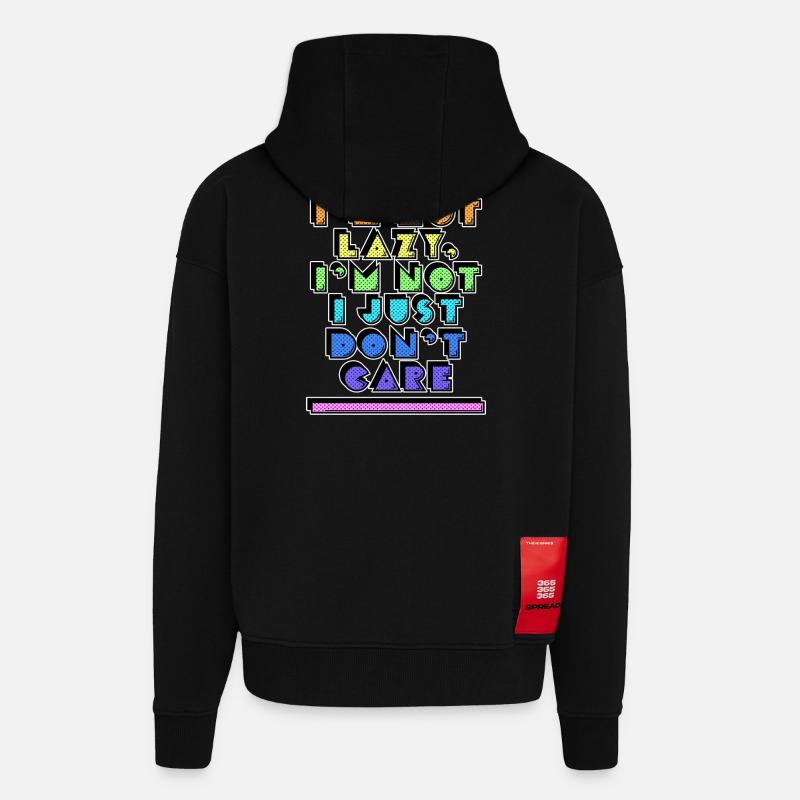 Quoi qu’il en soit, je dis que l’attitude n’a pas d’importance pour moi - Veste à capuche bio épaisse oversize fabriqué en UE - SOLID BLACK