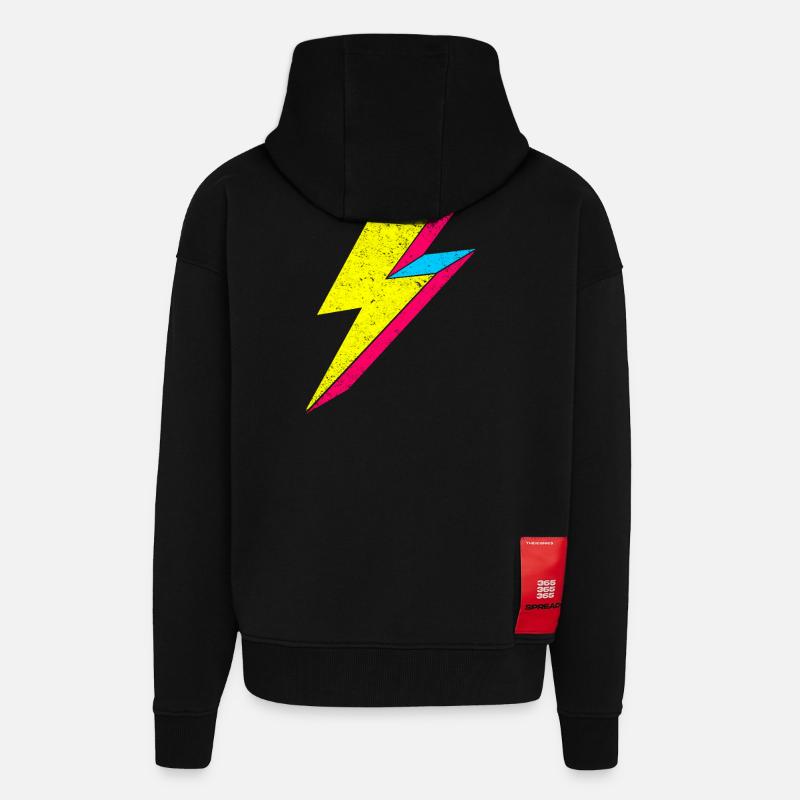 Neon Blitz Lightning Design 70s 80s - Zip Hoodie - made by SPREAD - SOLID BLACK