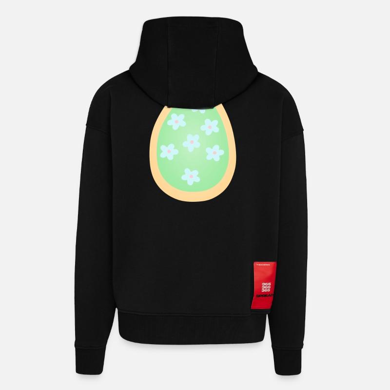 Pastel Floral Egg Pattern - Zip Hoodie - made by SPREAD - SOLID BLACK