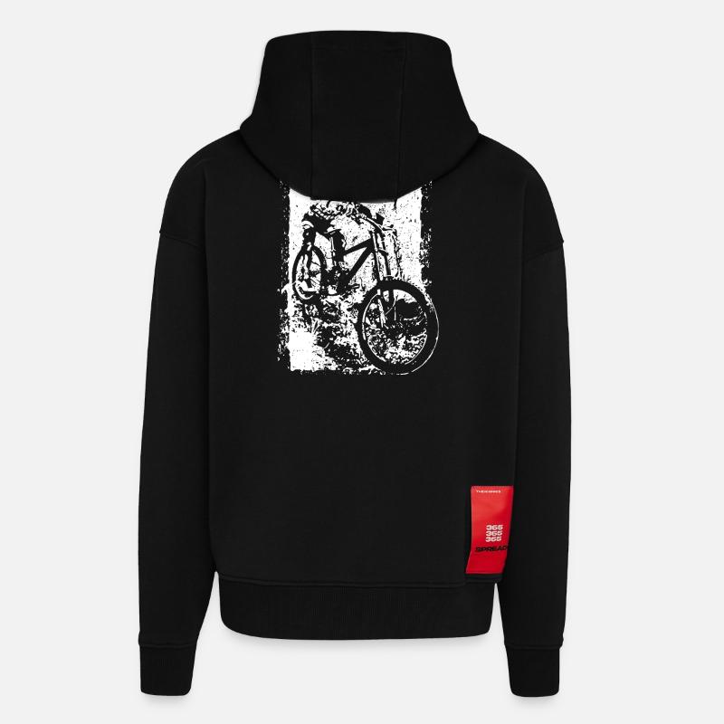 BMX VTT Descente Grunge Silhouette Grunge - Veste à capuche bio épaisse oversize fabriqué en UE - SOLID BLACK