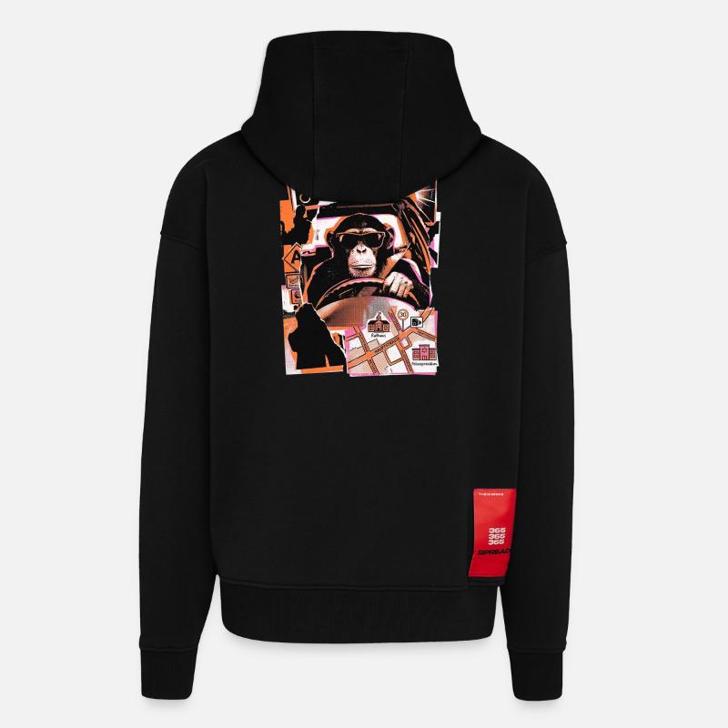 Affe Autofahrer Blitzer - Zip Hoodie - made by SPREAD - SOLID BLACK