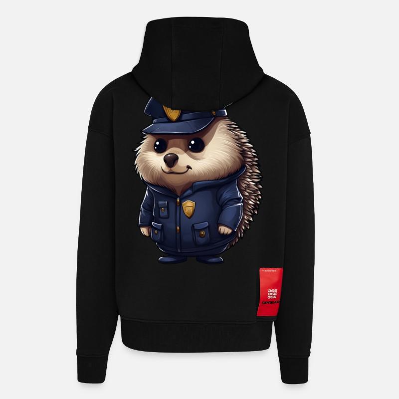 Igel Polizei - Zip Hoodie - made by SPREAD - SOLID BLACK