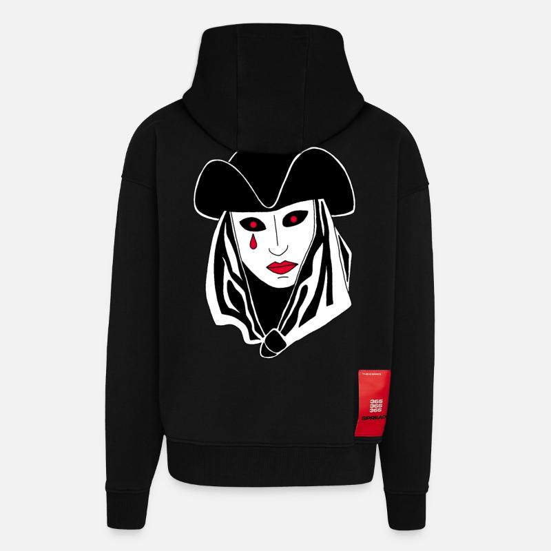 Fantôme de Venise - Veste à capuche bio épaisse oversize fabriqué en UE - SOLID BLACK