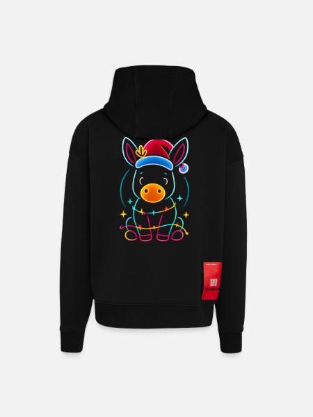Donkey Elf Christmas Funny Gift - Zip Hoodie - made by SPREAD - SOLID BLACK