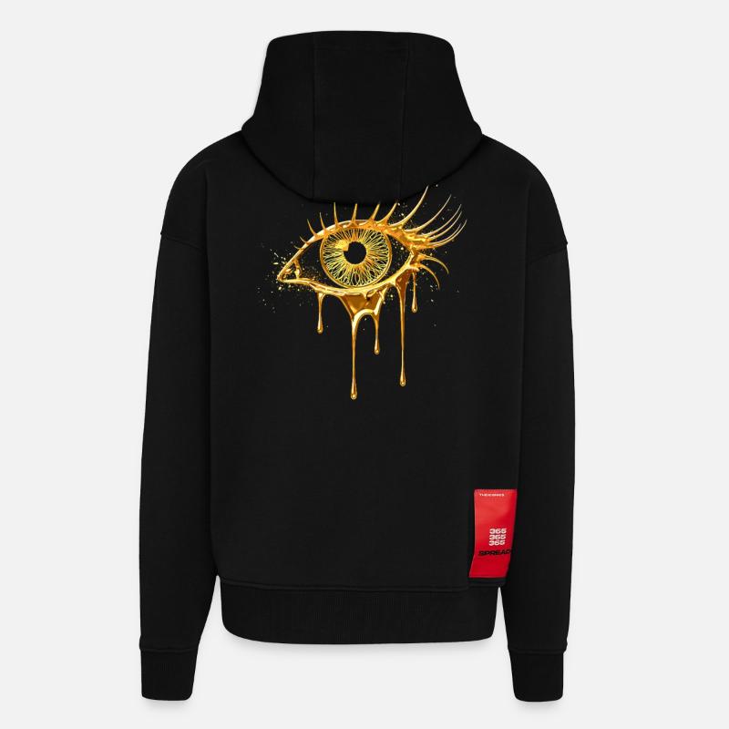Regard d’œil doré - Veste à capuche bio épaisse oversize fabriqué en UE - SOLID BLACK