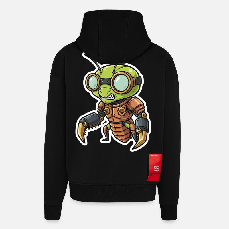Praying Mantis Steampunk Copper Armor - Zip Hoodie - made by SPREAD - SOLID BLACK