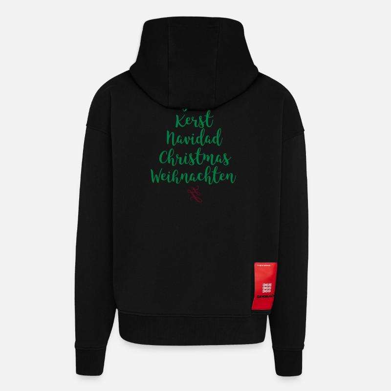 Arbre de Noël - Veste à capuche bio épaisse oversize fabriqué en UE - SOLID BLACK