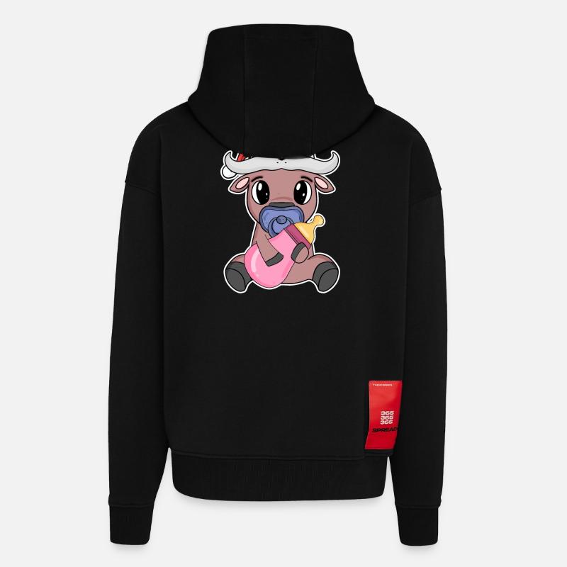 Bœuf bébé Noël - Veste à capuche bio épaisse oversize fabriqué en UE - SOLID BLACK