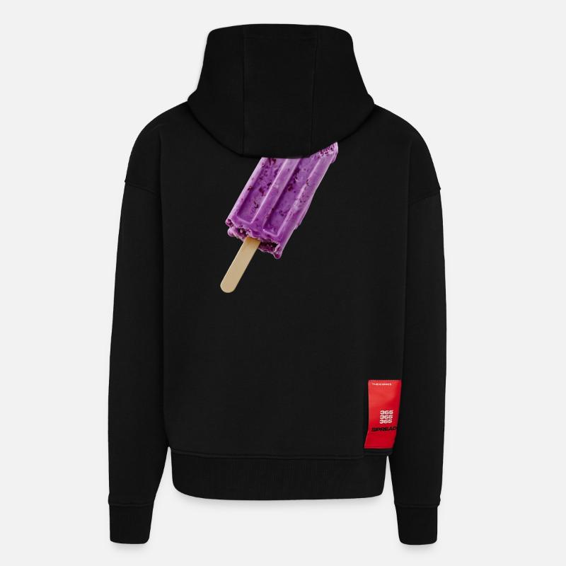 Glace violette sur un bâtonnet - Veste à capuche bio épaisse oversize fabriqué en UE - SOLID BLACK