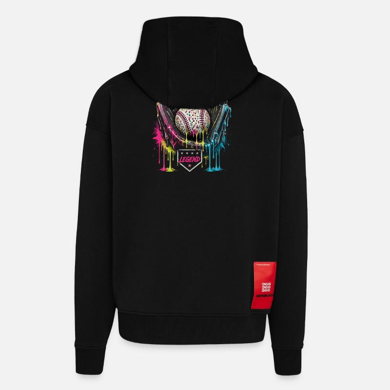 Baseball Handschuh Legend Bunt Grafik - Zip Hoodie - made by SPREAD - SOLID BLACK